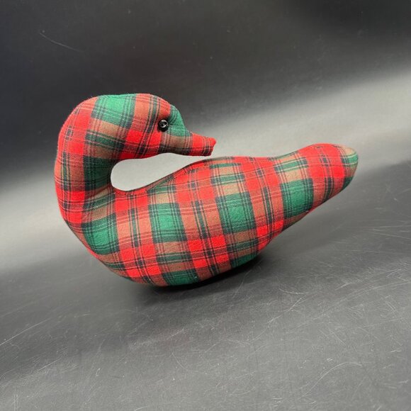 Handmade Other - Tartan Plaid Stuffed Duck Handmade Christmas Decoration Red Green Vintage